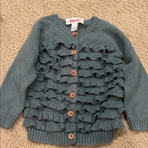 Siaomimi Blue Knit Cardigan W/ wooden buttons -Size 6T